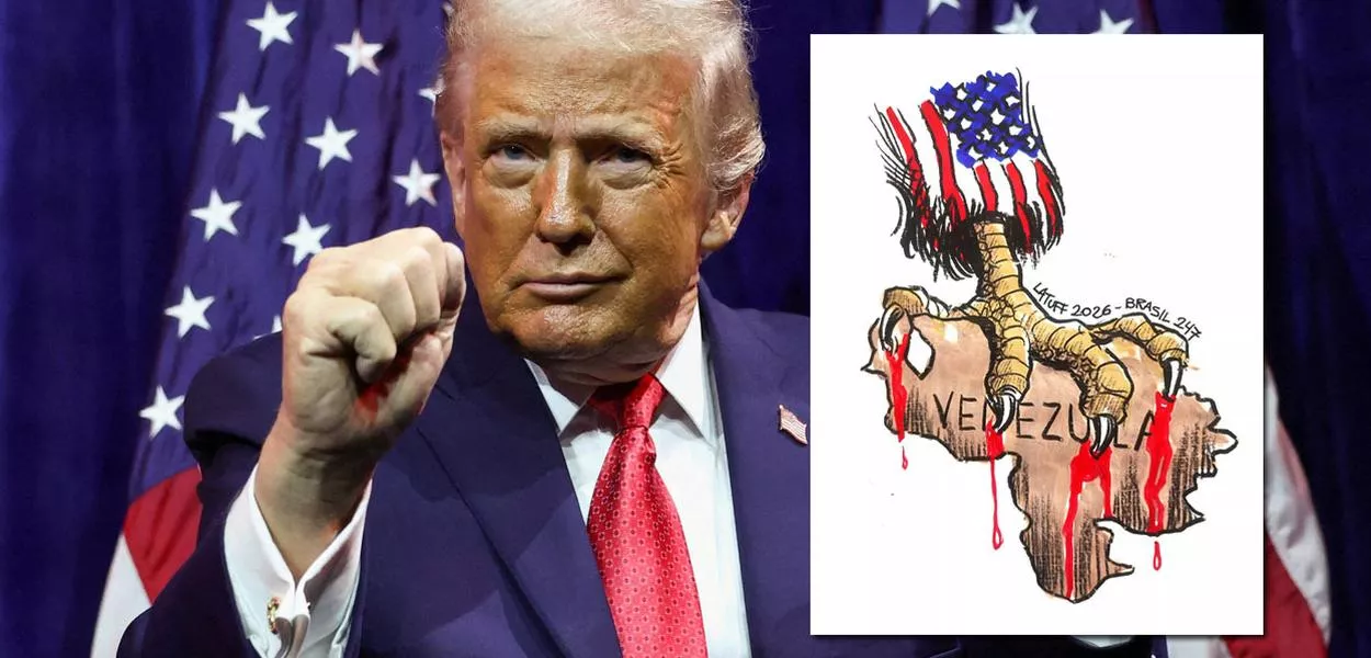 Donald Trump e charge de Carlos Latuff