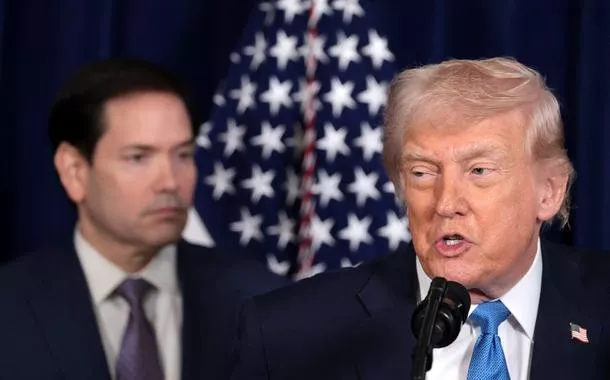 O secretário de Estado dos EUA, Marco Rubio, e o presidente dos EUA, Donald Trump - 03/01/2026