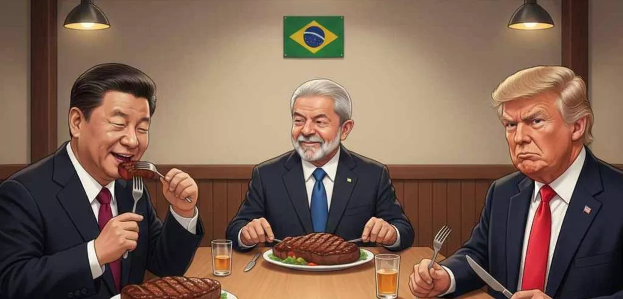 Representação de Xi Jinping, Lula e Donald Trump