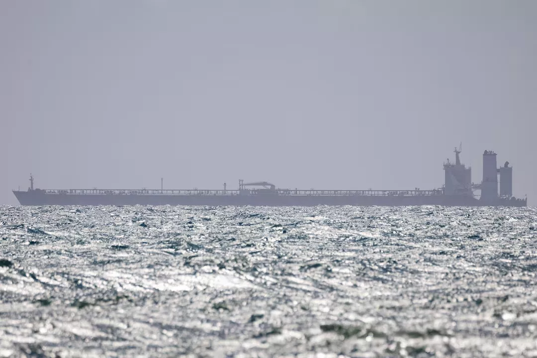 O petroleiro M Sophia, que foi apreendido pelos Estados Unidos, está ancorado ao largo da costa de Ponce, em Porto Rico, em 21 de janeiro de 2026