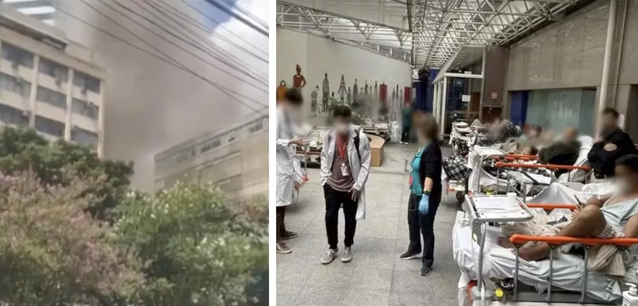 Incêndio no complexo do Hospital das Clínicas (SP) e o  local para onde os pacientes foram transferidos
