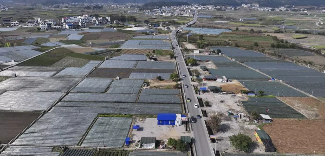 Base de plantio próxima da cidade de Chengtuan, Região Autônoma da Etnia Zhuang de Guangxi, no sul da China