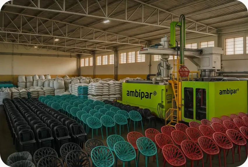 Ambipar transforma 2,2 mil toneladas de plástico em 320 mil cadeiras no Ceará