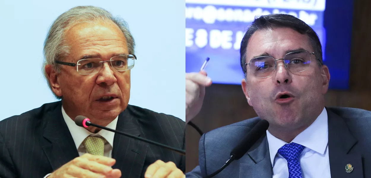 Paulo Guedes e Flávio Bolsonaro