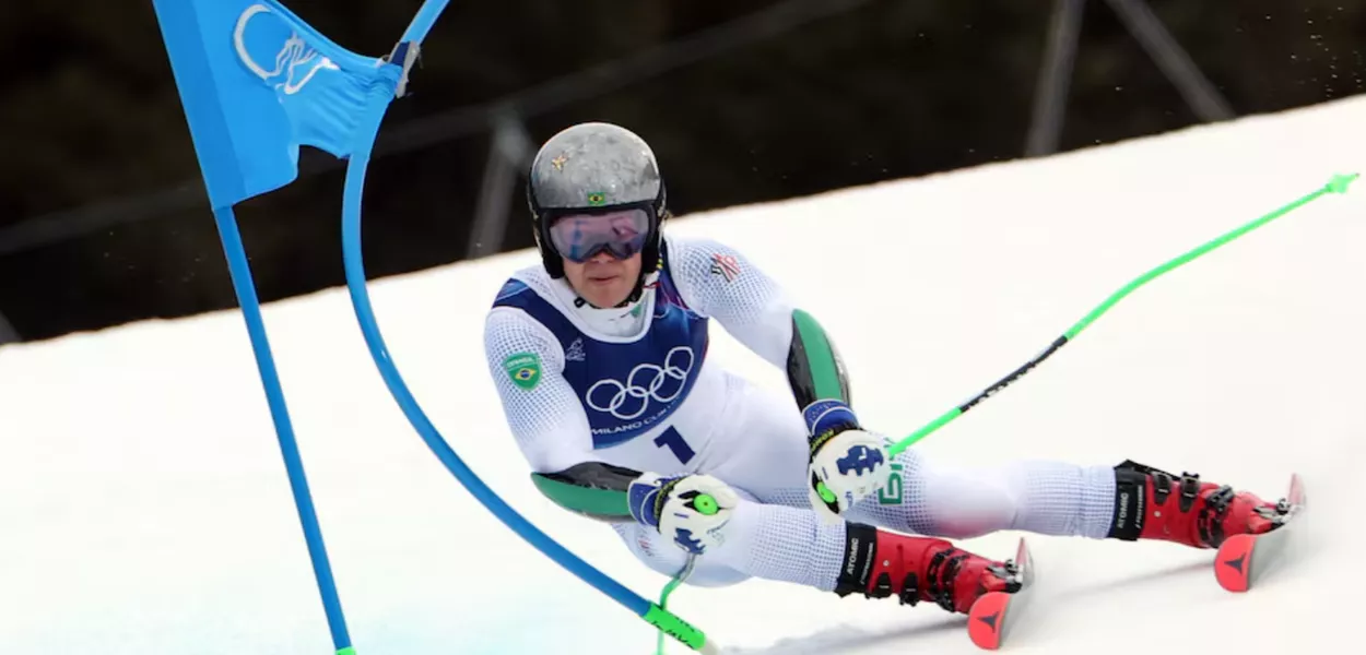 Lucas Pinheiro Braathen durante prova do slalom gigante