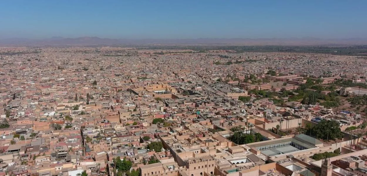 Vista aérea de Marrakech, Marrocos