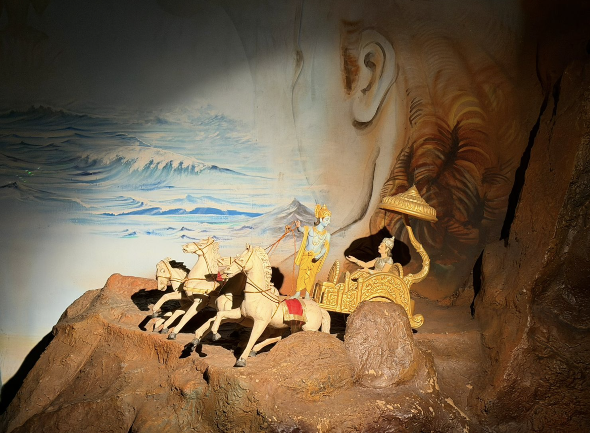 O momento do diálogo entre Arjuna e Krishna antes de uma batalha decisiva