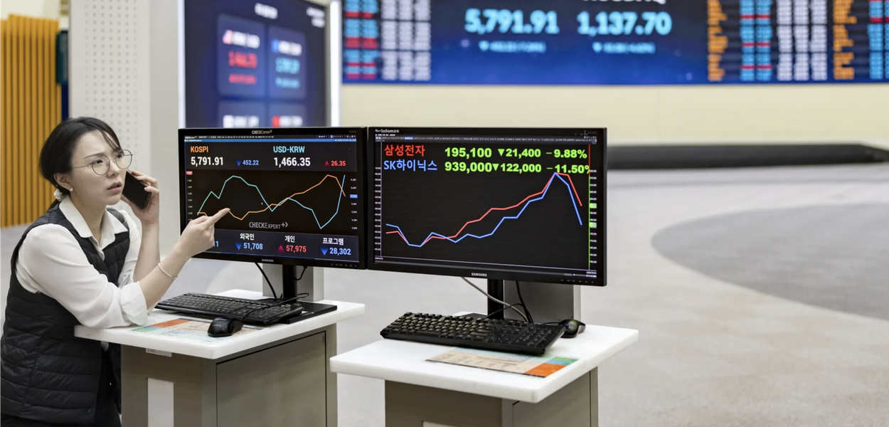 Quebra nas bolsas: Kospi despenca >12% por choque do petróleo 😱