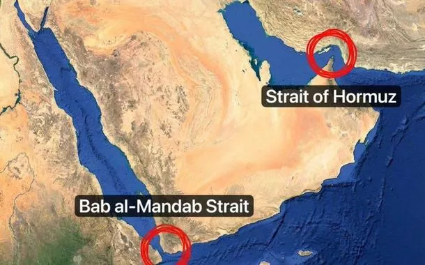 Estreitos de Bab al-Mandab, e Ormuz