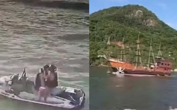 Casal se beijava em moto aquática quando foi atropelado por 'barco pirata' em Balneário Camboriú
