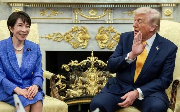 O presidente dos EUA, Donald Trump, se reúne com a primeira-ministra japonesa, Sanae Takaichi, na Casa Branca - 19/03/2026