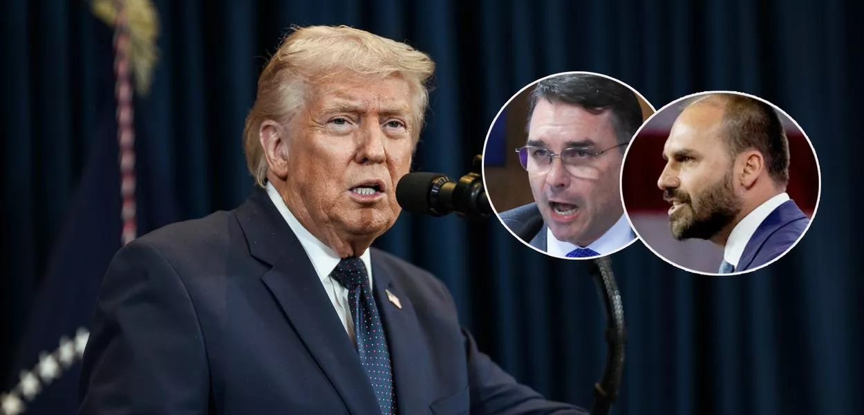 Donald Trump, Flávio e Eduardo Bolsonaro