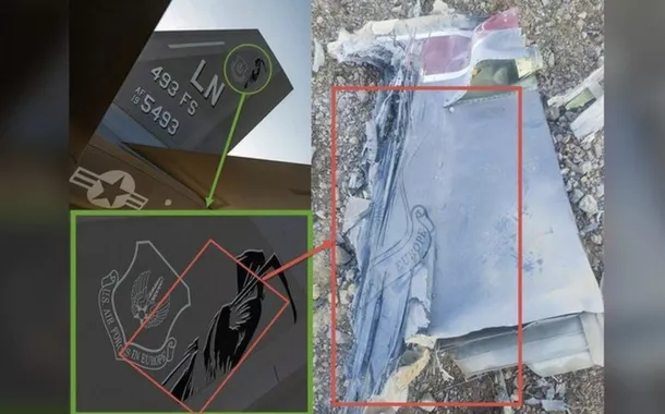 Destroços de caça estadunidense abatido pelo Irã