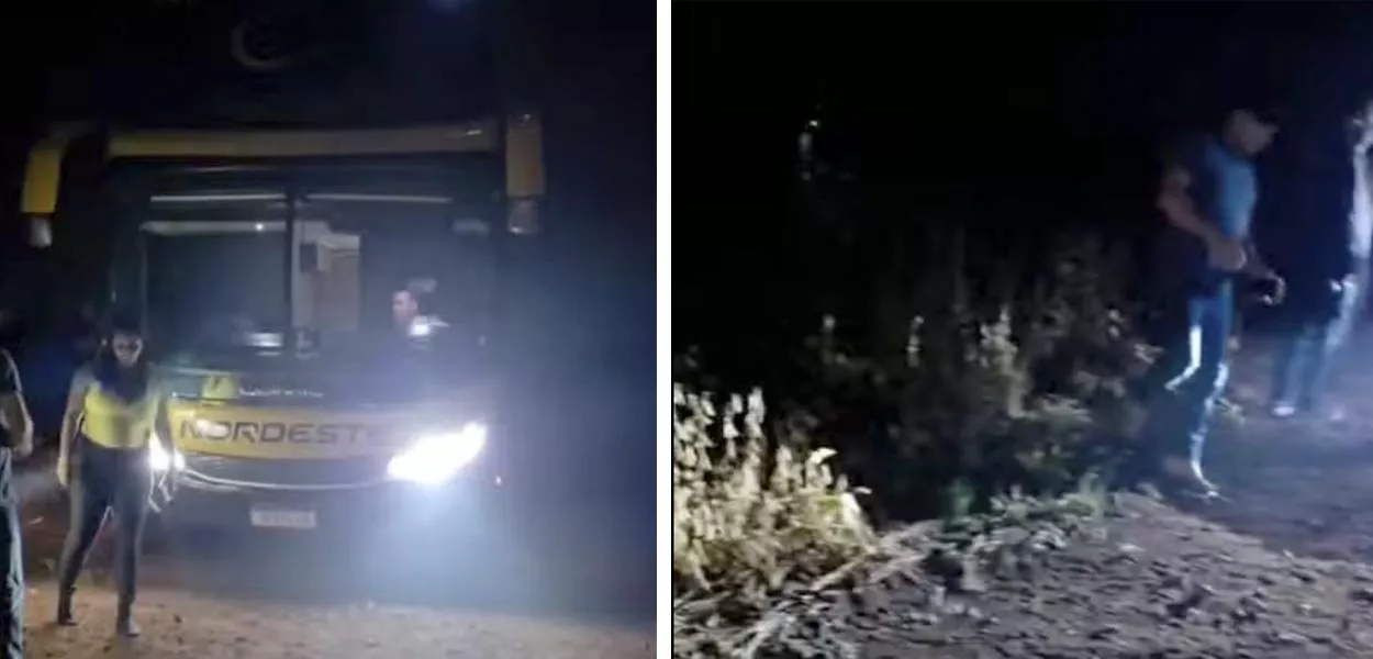 Ônibus foi levado para estrada de terra depois de ser assaltado no Paraná