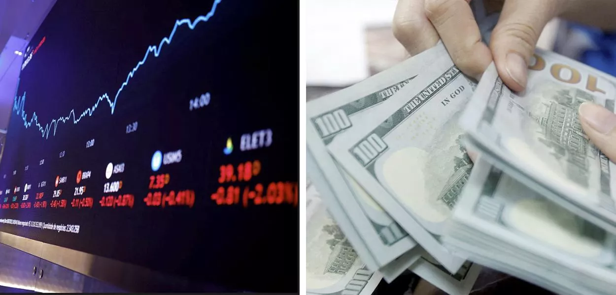 Bolsa de Valores e notas de dólar