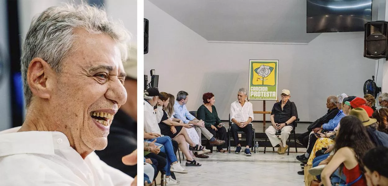 Chico Buarque  e outras personalidades na  Casa de las Americas, em Havana