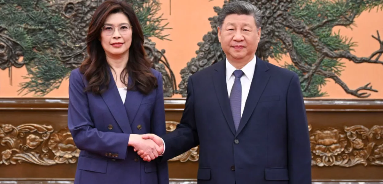 Xi Jinping, presidente da China e Cheng Li-wun, líder do Kuomintang