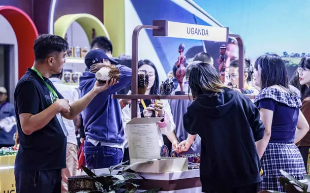 Pavilhão de Uganda no Salão Nacional de Exposições da 8ª Exposição Internacional de Importação da China
