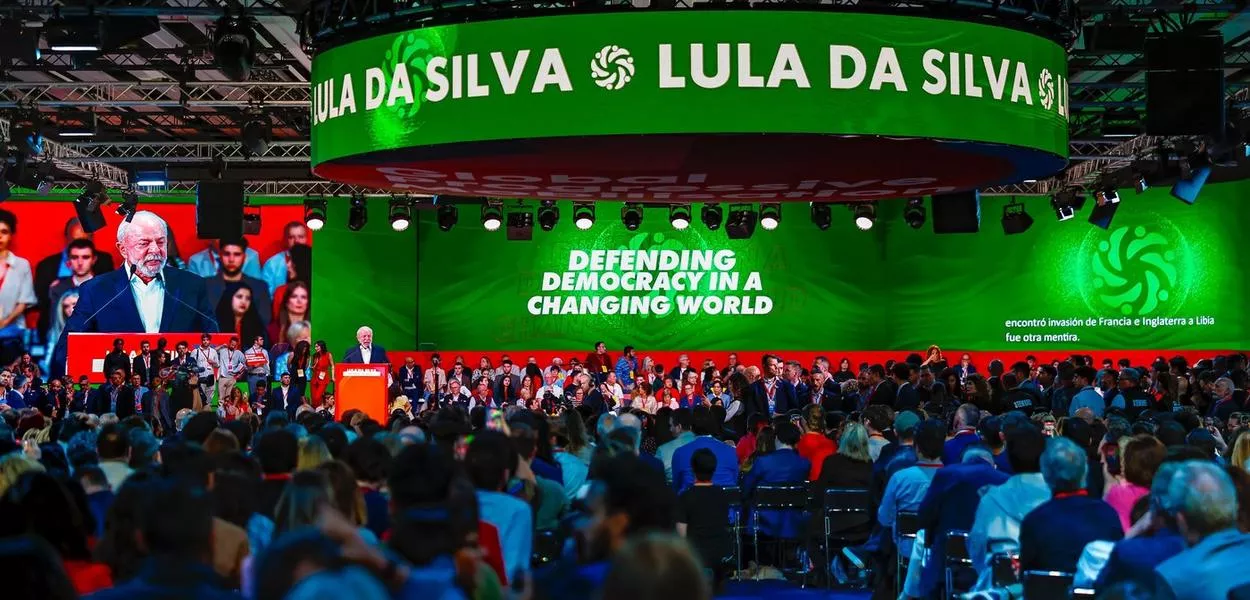 Presidente Lula durante a 1ª Reunião da Mobilização Progressista Global, realizado na Feira de Barcelona.