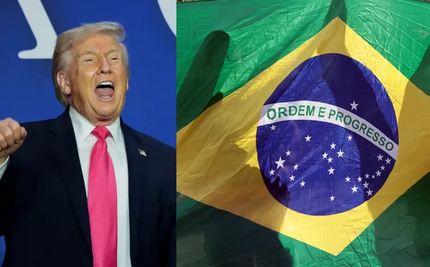 Montagem de Donald Trump ao lado de bandeira do Brasil
