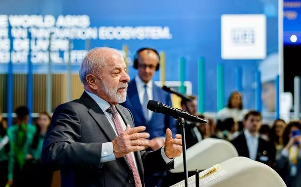 Presidente da República, Luiz Inácio Lula da Silva, durante visita à Feira Industrial de Hanôver. 