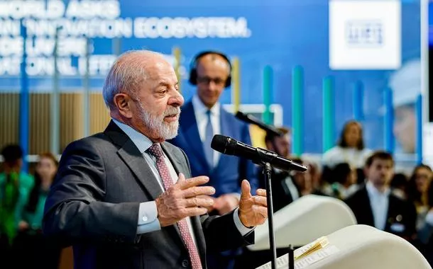 Presidente da República, Luiz Inácio Lula da Silva, durante visita à Feira Industrial de Hanôver, 20 de abril de 2026