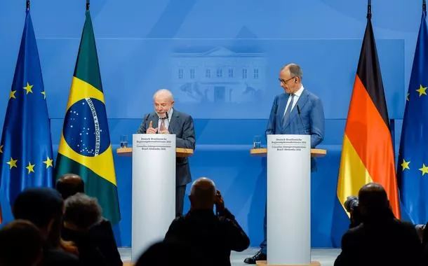 Luiz Inácio Lula da Silva e Friedrich Merz na Alemanha
