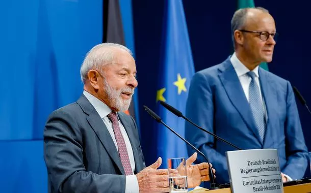 Presidente da República, Luiz Inácio Lula da Silva, durante Declaração conjunta à imprensa. Palácio de Herrenhause, Alemanha.