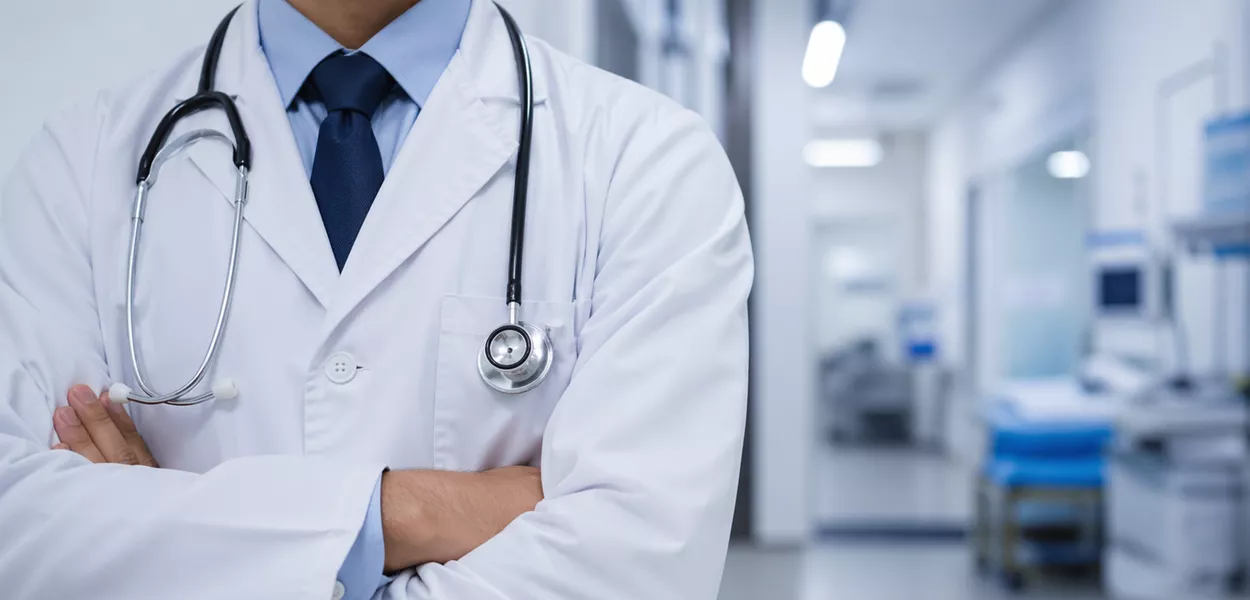 Representação de médico em ambiente hospitalar