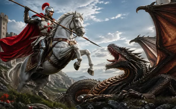 Ilustração de São Jorge contra dragão