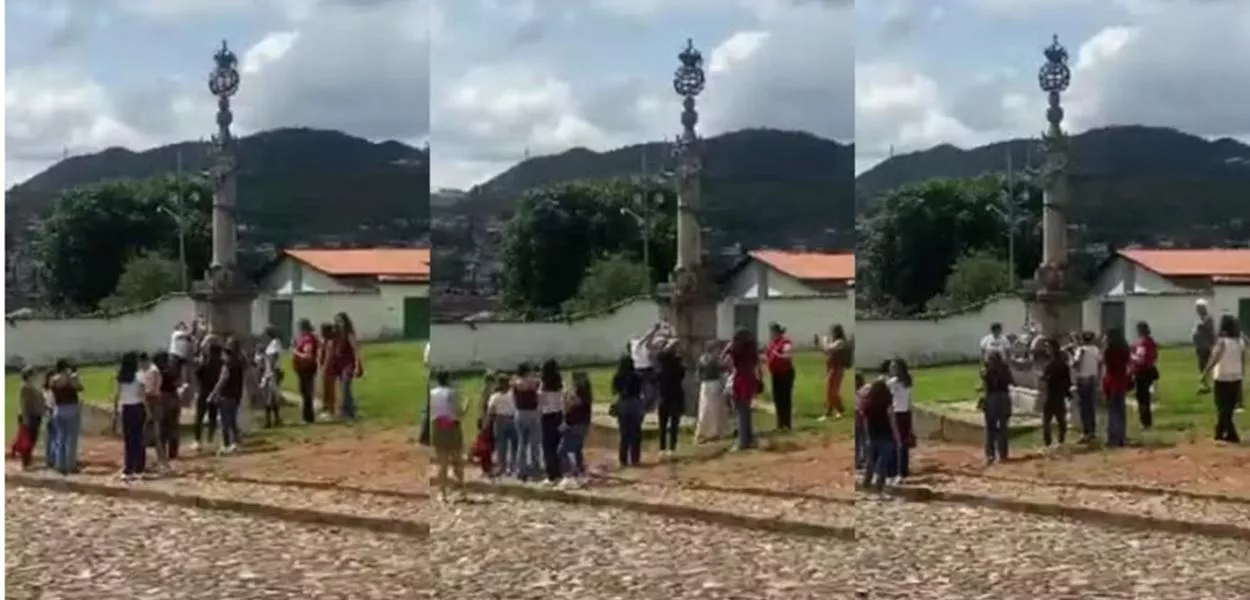 Vídeo mostra turistas imitando tortura em pelourinho de Mariana