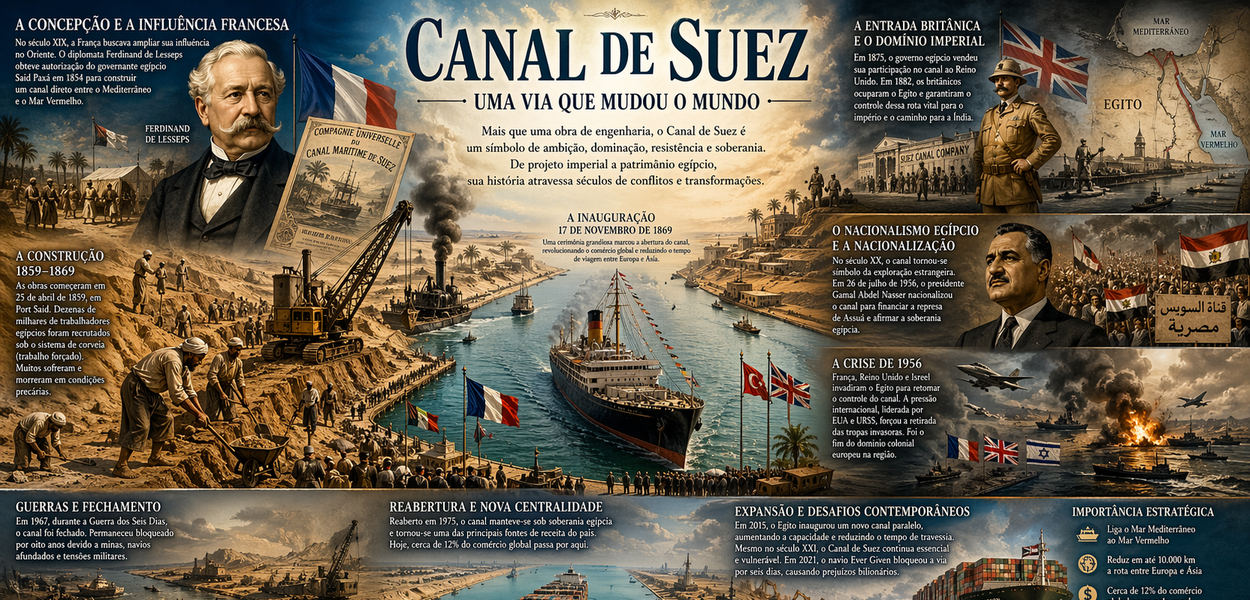 Canal de Suez: a obra que redesenhou o comércio global e atravessou guerras, impérios e revoluções