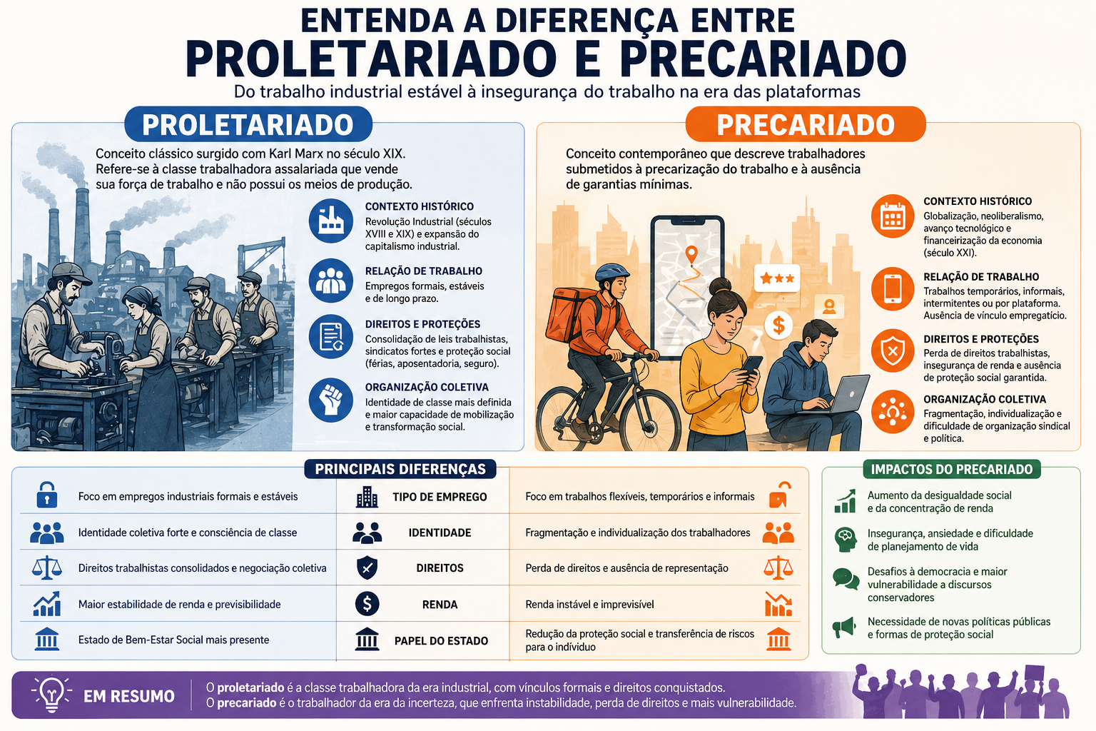 A diferença entre proletariado e precariado