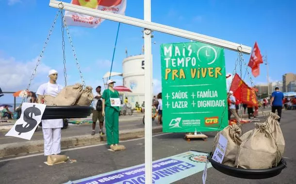 Ato do 1º de Maio no Rio de Janeiro, na praia de Copacabana