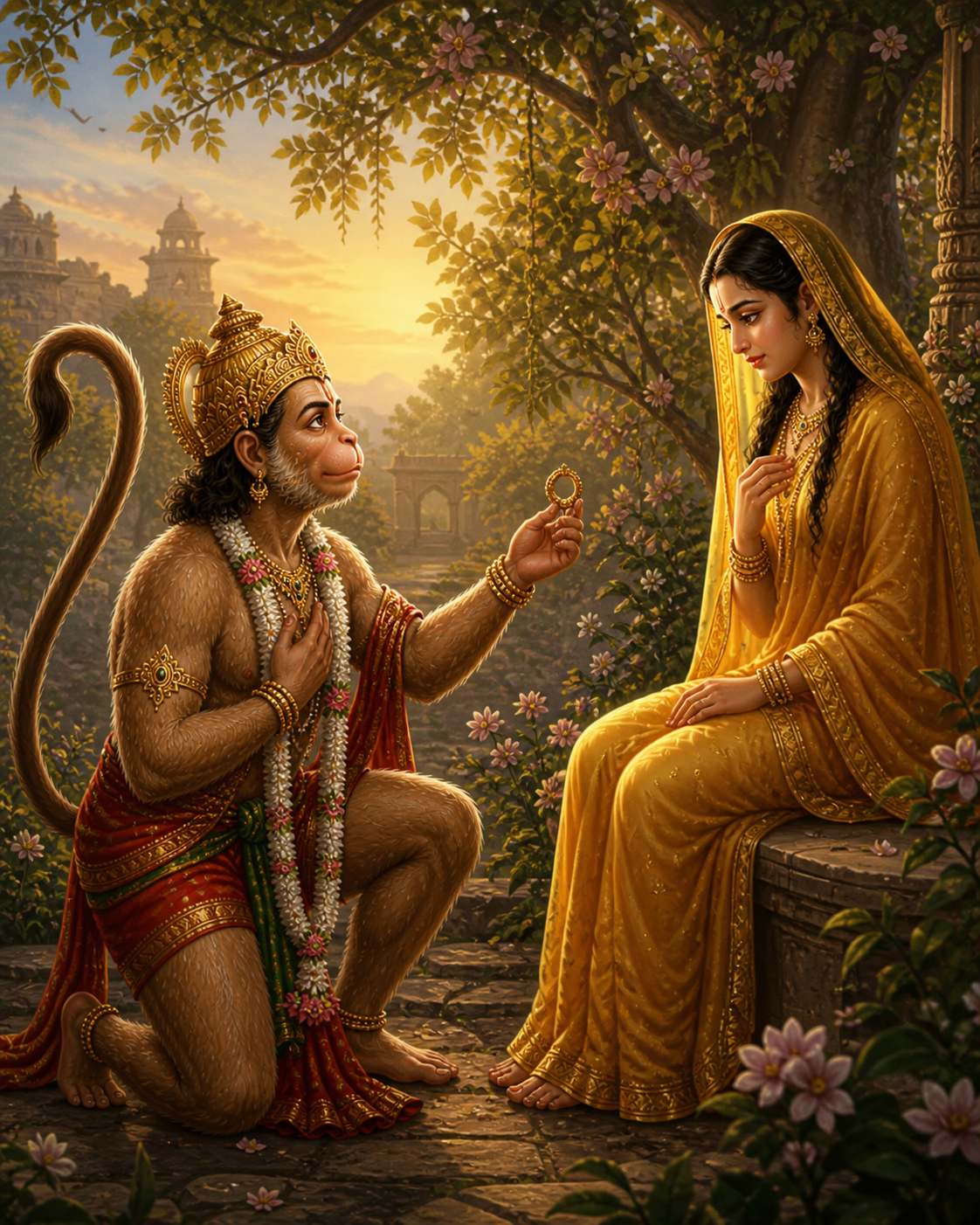 Hanuman entrega o anel a Sita