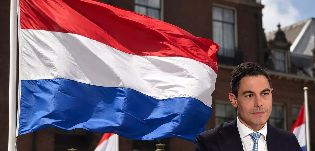 Rob Jetten e a bandeira da Holanda