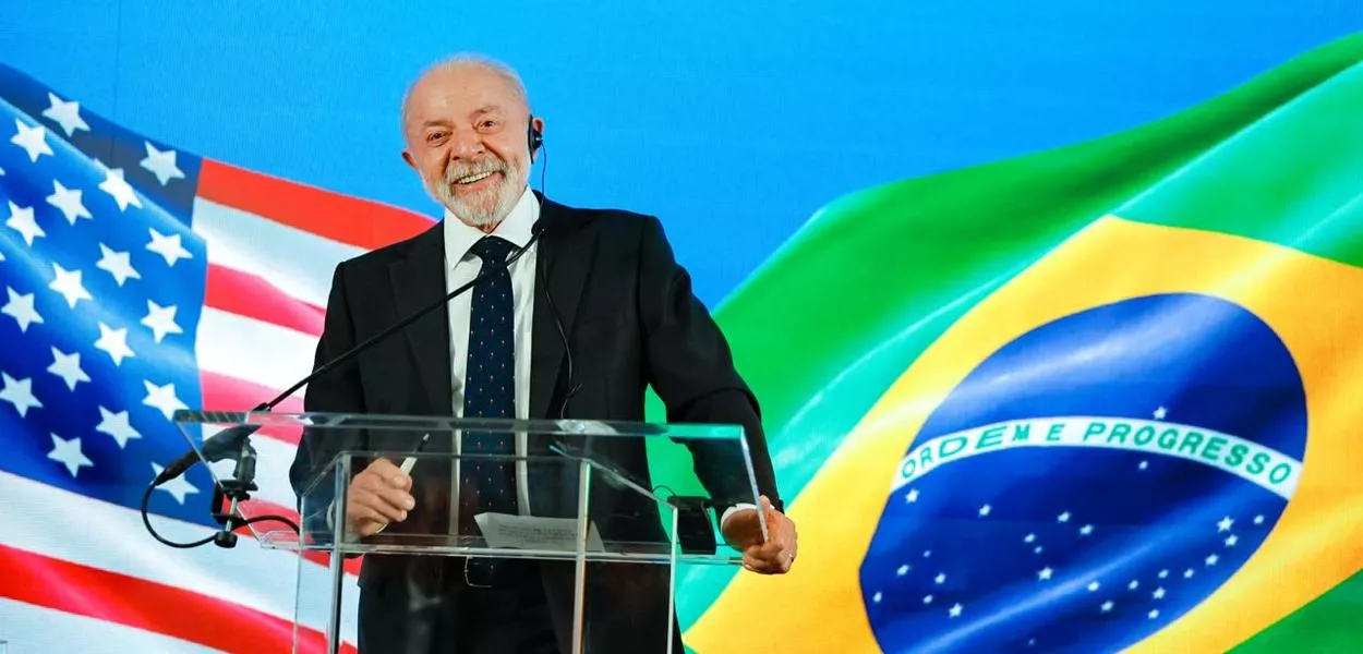 Presidente Lula durante coletiva de imprensa nos EUA