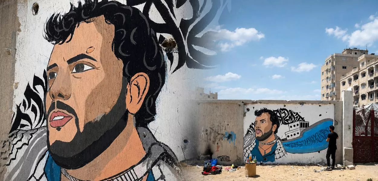 Mural com o brasileiro Thiago Ávila