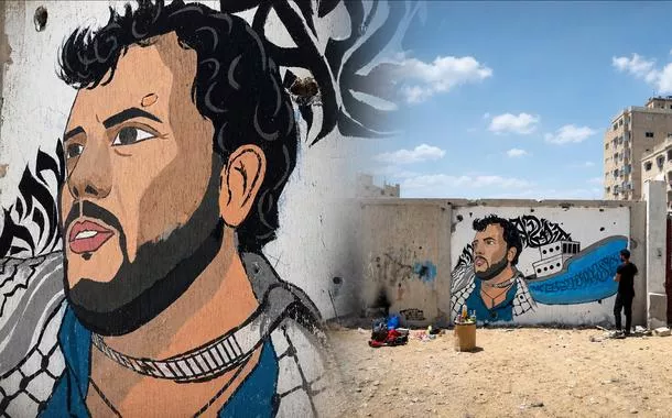 Mural com o brasileiro Thiago Ávila