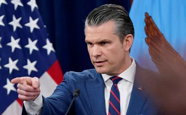 Pete Hegseth no Pentágono 
 2/3/2026   REUTERS/Elizabeth Frantz