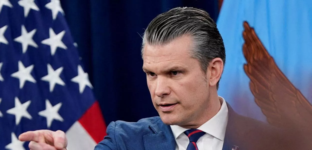 Pete Hegseth no Pentágono 
 2/3/2026   REUTERS/Elizabeth Frantz
