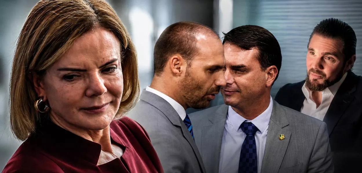 Gleisi Hoffmannm Eduardo, Flávio Bolsonaro e Daniel Vorcaro