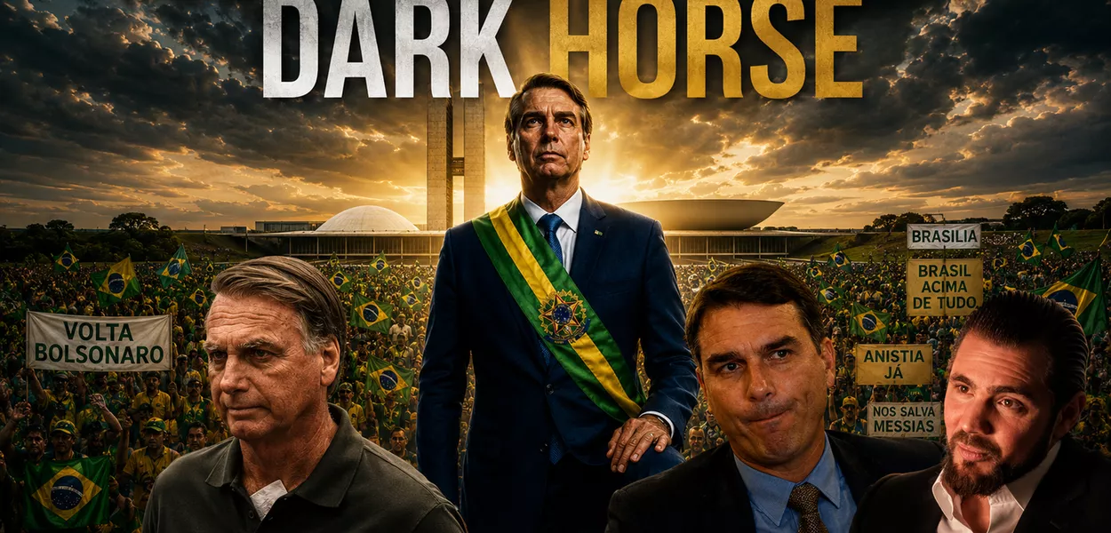 Cartaz do filme Dark Horse- Jair Bolsonaro-Flávio Bolsonaro-Daniel Vorcaro