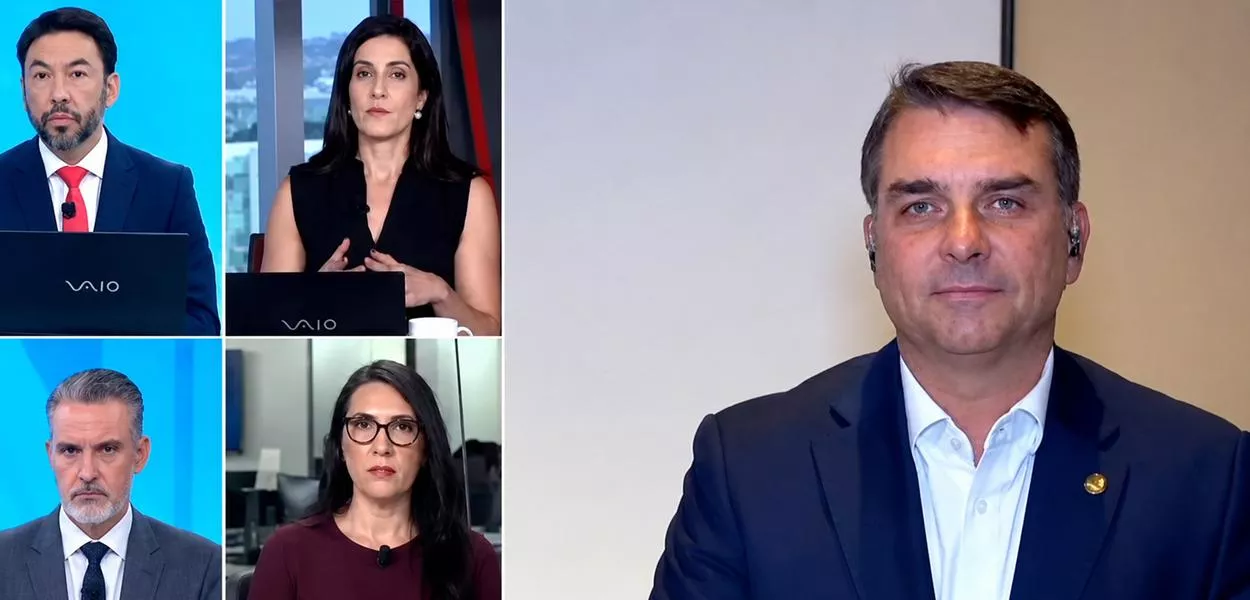 Jornalistas da CNN e Flávio Bolsonaro