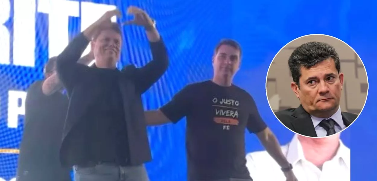 Tarcísio e Moro ignoram escândalo do Banco Master e fazem ato com Flávio Bolsonaro