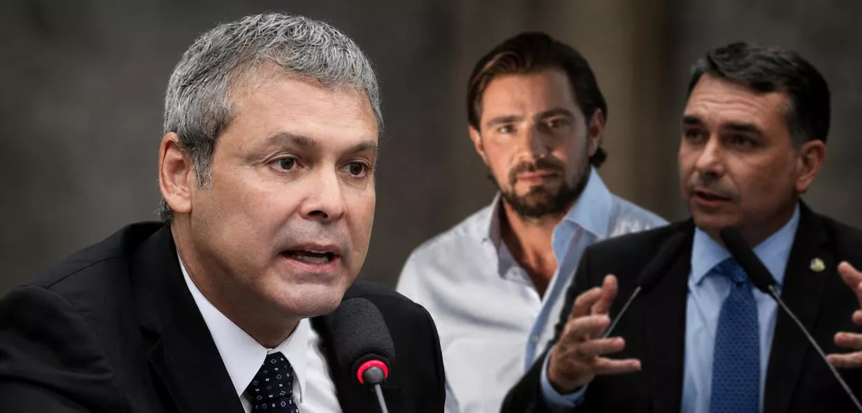 Lindbergh Farias, Daniel Vorcaro e Flávio Bolsonaro