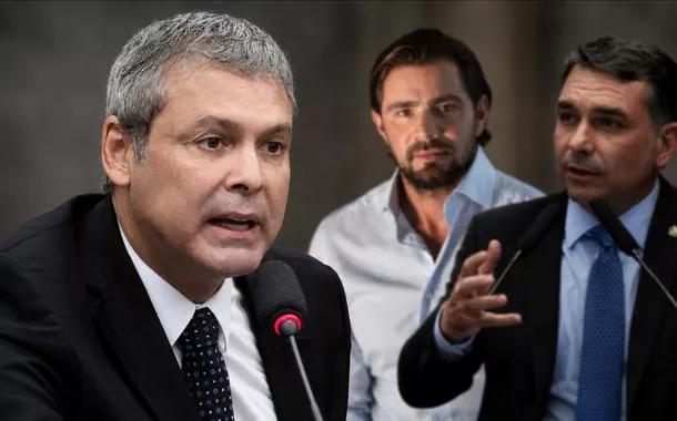 Lindbergh Farias, Daniel Vorcaro e Flávio Bolsonaro