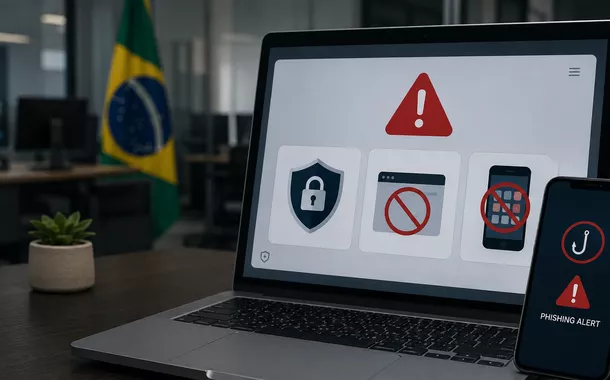 Ilustração sobre medidas de prevenção a fraudes digitais relacionadas ao Novo Desenrola Brasil – Famílias. Governo acionou big techs para conter golpes em anúncios, aplicativos e e-mails falsos.