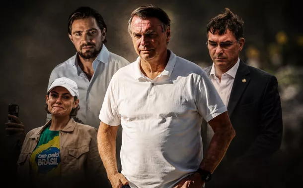 Jair Bolsonaro, Flávio Bolsonaro, Michelle Bolsonaro e Daniel Vorcaro