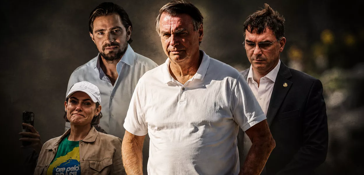 Jair Bolsonaro, Flávio Bolsonaro, Michelle Bolsonaro e Daniel Vorcaro